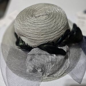 Elegant Silver Women's Hat with Black Accents